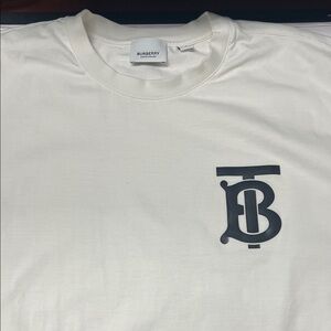 Burberry Cream T-Shirt with Black Logo